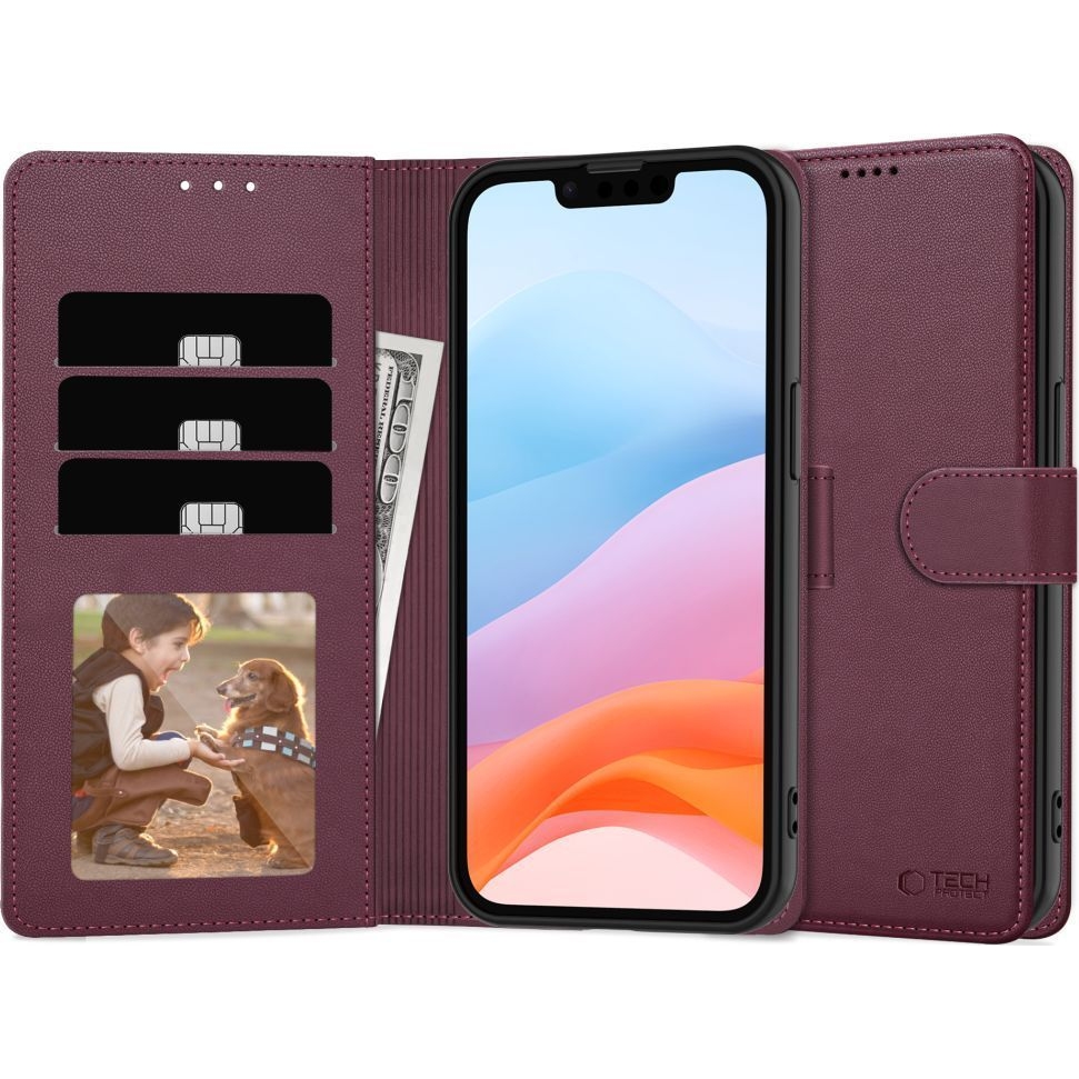 Etui z klapką Tech-Protect Wallet dla Samsung Galaxy A26 5G / A17 5G / A17 4G, bordowe.